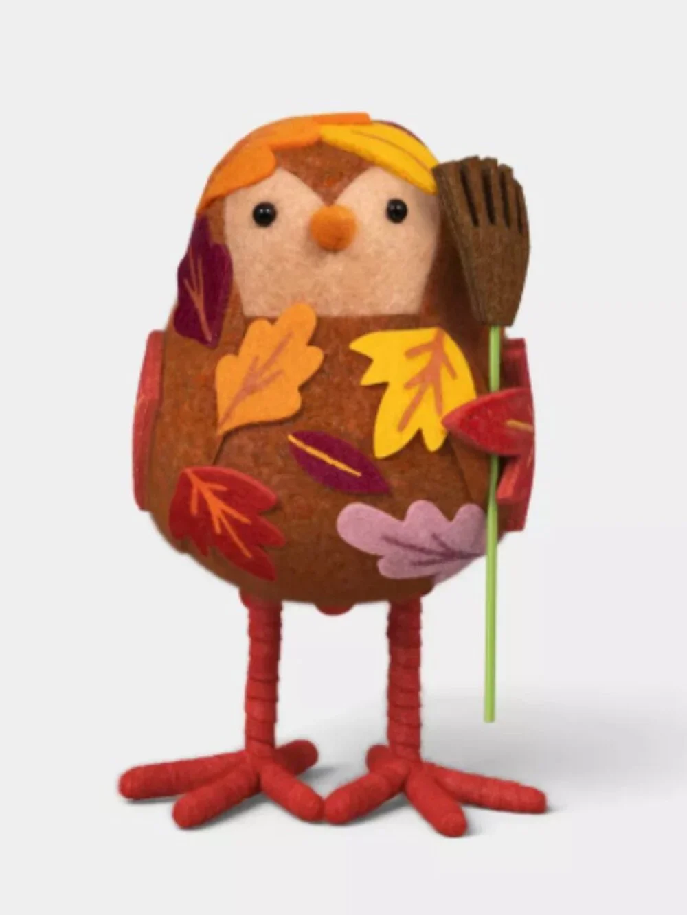 NWT Featherly Friends 'Raker' Halloween Harvest Raking Leaves Fabric Bird Decor